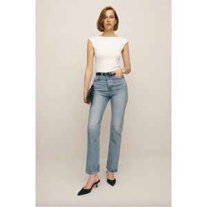 Reformation Cynthia Stretch High Rise Straight Jean Size 24 Manitoba Light Wash